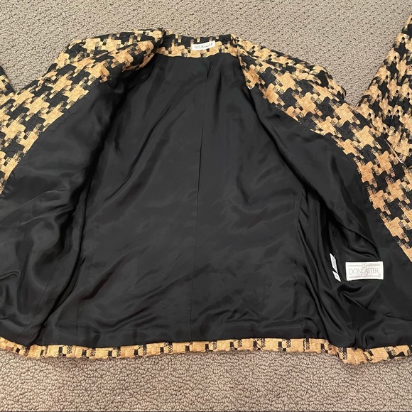 Doncaster Vintage 100% 💯 Woven Silk Jacket Career Blazer Black Gold Lined 8 - Picture 12 of 12